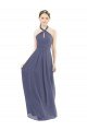 Affordable High Halter Neck Chiffon Bridesmaid Dress with Twist-Tie UK