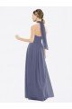 Affordable High Halter Neck Chiffon Bridesmaid Dress with Twist-Tie UK