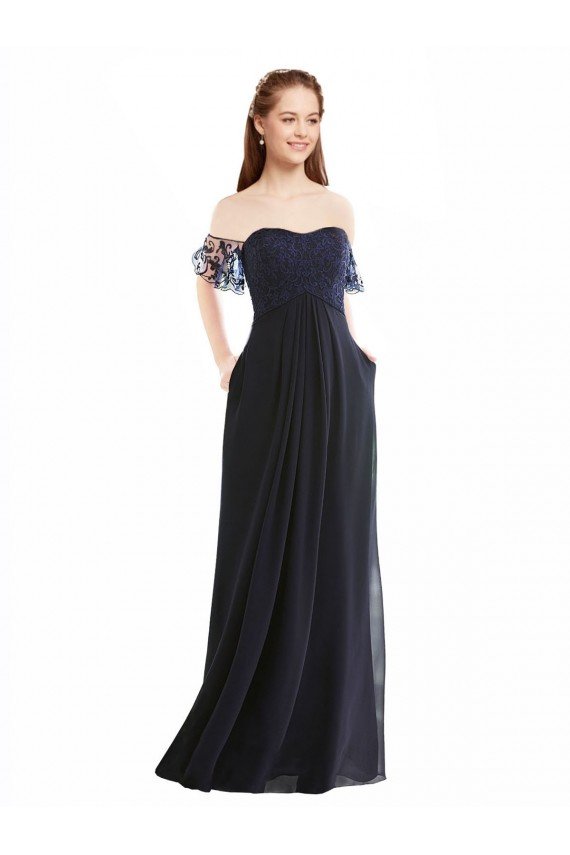 Affordable Boho Bridesmaid Dress with Beaded Embroidered Bodice and Flutter Cap Sleeves UK