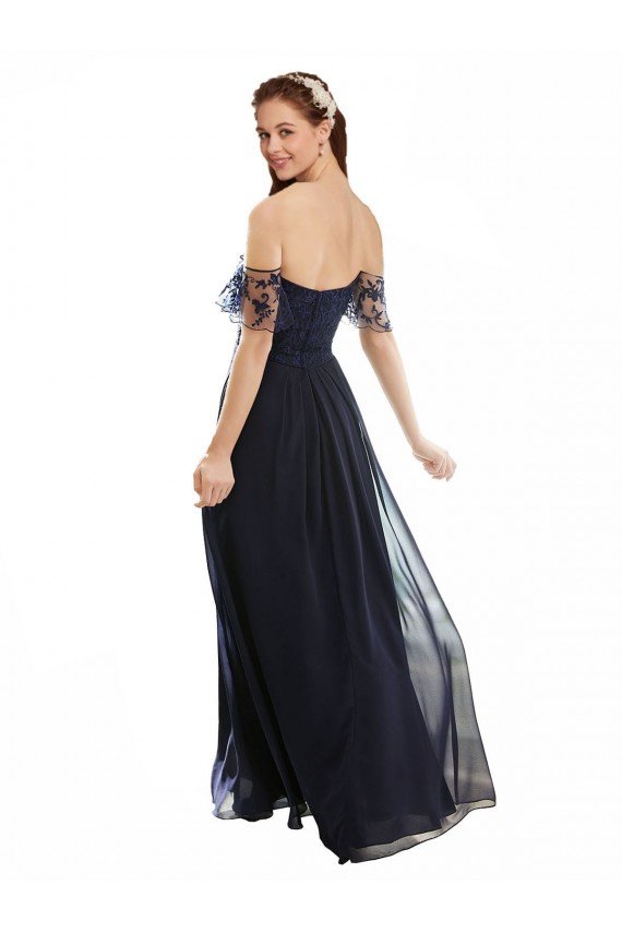 Affordable Boho Bridesmaid Dress with Beaded Embroidered Bodice and Flutter Cap Sleeves UK