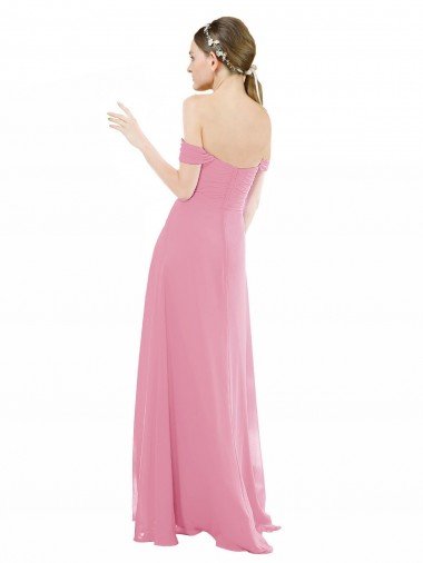Affordable Fitted Sweetheart Bodice Chiffon Bridesmaid Dress with Draped Cap Sleeves UK