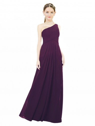 Affordable One Shoulder Chiffon Bridesmaid Dress with Draped Bodice UK
