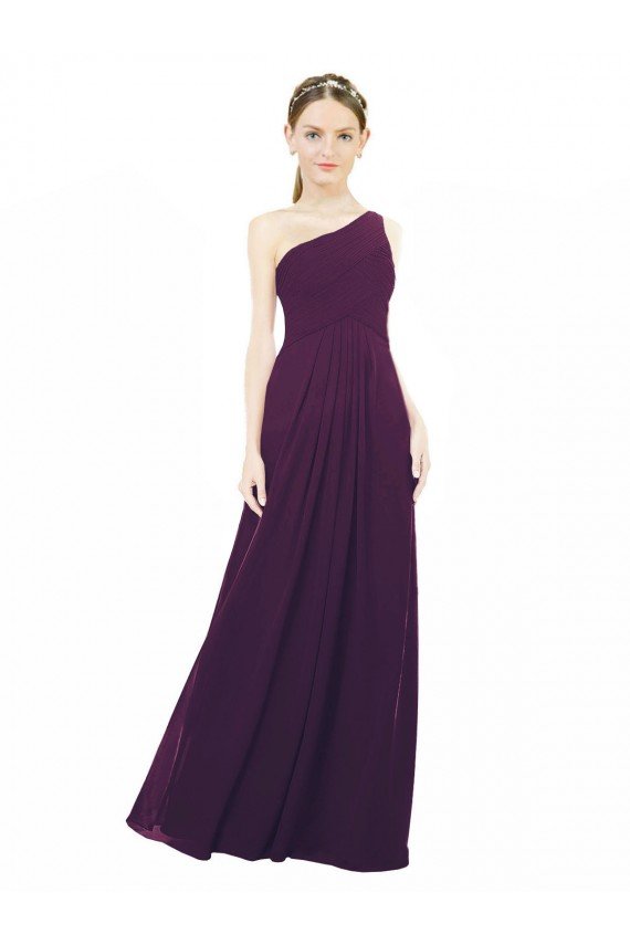 Affordable One Shoulder Chiffon Bridesmaid Dress with Draped Bodice UK