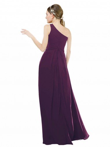 Affordable One Shoulder Chiffon Bridesmaid Dress with Draped Bodice UK