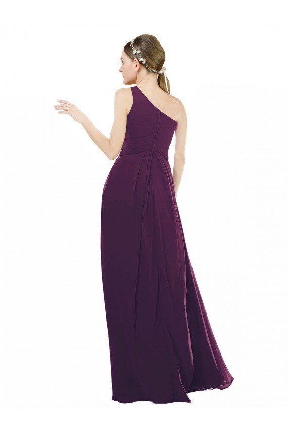 Affordable One Shoulder Chiffon Bridesmaid Dress with Draped Bodice UK