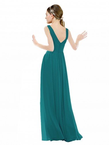 Affordable Figure Flattering Chiffon Bridesmaid Dress with Draped V-Neck Bodice UK