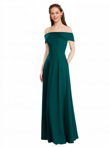 Affordable Classic Off the Shoulder Chiffon Bridesmaid Dress with Cap Sleeves UK