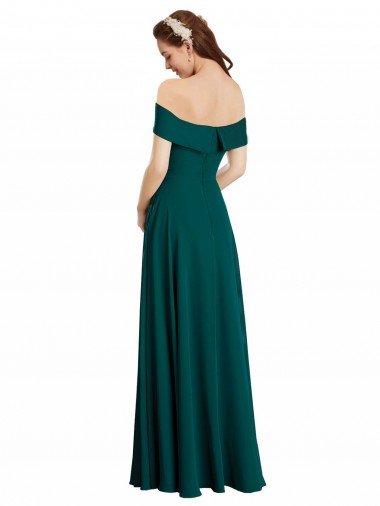 Affordable Classic Off the Shoulder Chiffon Bridesmaid Dress with Cap Sleeves UK