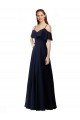 Affordable Chiffon Bridesmaids Dress with Off the Shoulder Ruffle Detail UK