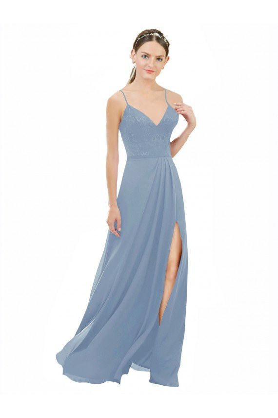 Affordable Sexy Chiffon Bridesmaid Dress with V-Neck Lace Bodice UK