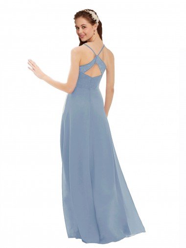 Affordable Sexy Chiffon Bridesmaid Dress with V-Neck Lace Bodice UK
