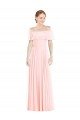 Affordable Off the Shoulder Long Bridesmaid Dress With Ruffle Overlay UK