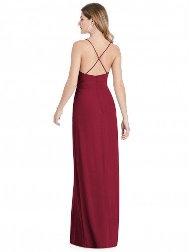 Affordable Pleated Skirt Chiffon Maxi Bridesmaid Dress with Pockets UK