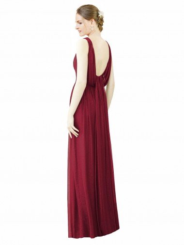 Affordable V-Neck Full-Length Sleeveless Low Back Chiffon Bridesmaid Dress UK