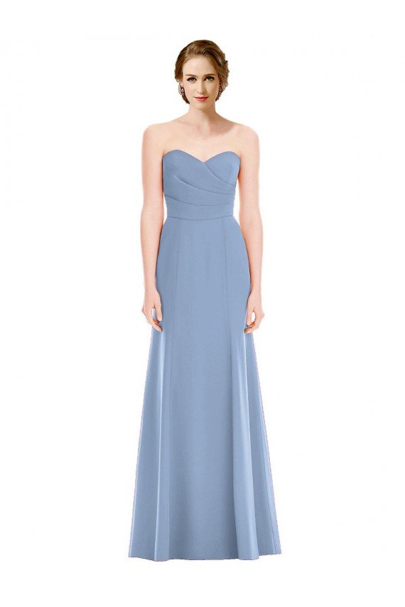 Affordable Draped Strapless Sweetheart Trumpet Chiffon Bridesmaid Dress UK