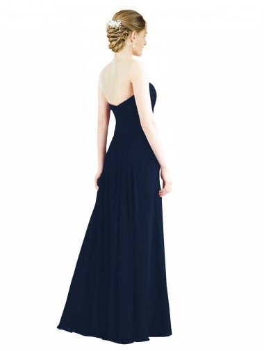 Affordable Sweetheart Neckline Draped Floor Length Chiffon Bridesmaid Dress UK