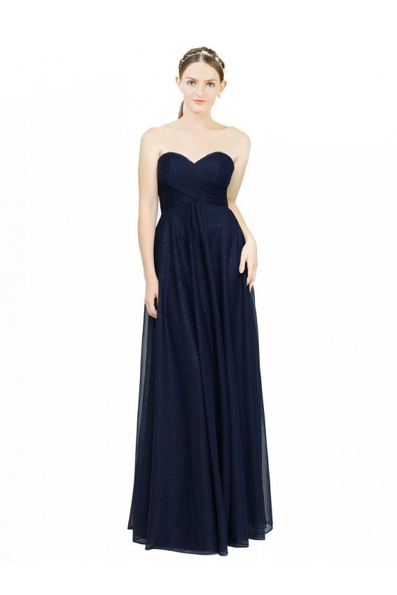 Affordable Strapless Sweetheart Long Chiffon Bridesmaid Dress Low Back UK