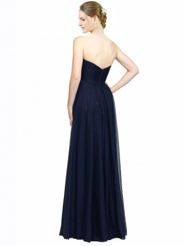 Affordable Strapless Sweetheart Long Chiffon Bridesmaid Dress Low Back UK