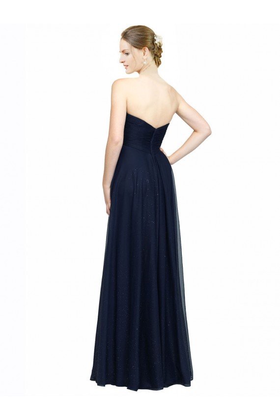 Affordable Strapless Sweetheart Long Chiffon Bridesmaid Dress Low Back UK