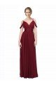 Affordable Off the Shoulder V-Neck Petite Chiffon Bridesmaid Dress with Open Back UK