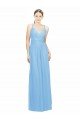 Affordable Double Straps Shoulder V-Neck Sheath Chiffon Bridesmaid Dress with Keyhole Back UK