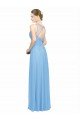 Affordable Double Straps Shoulder V-Neck Sheath Chiffon Bridesmaid Dress with Keyhole Back UK