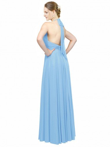 Affordable Keyhole Front Sheath Chiffon Bridesmaid Dress with Open Tie Back UK