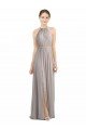 Affordable Backless Halter Chiffon Bridesmaid Dress with Front Slit and Tie Open Back UK