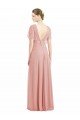 Affordable Draped Short Sleeves Long Chiffon A-Line Bridesmaid Dress UK