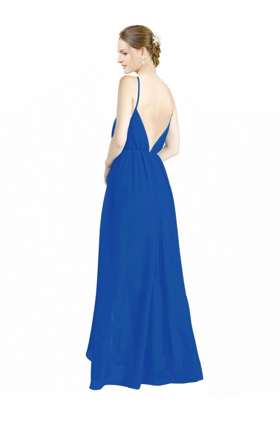 Affordable Sleeveless Surplice Chiffon Bridesmaid Dress with Spaghetti Straps UK