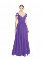 Affordable Off the Shoulder Cap Sleeves Chiffon Bridesmaid Dress with Pleats UK