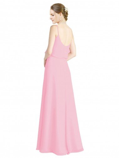 Affordable Spaghetti Straps A-Line Chiffon Bridesmaid Dress Low Back UK
