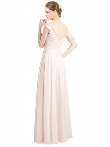 Affordable Sweetheart A-Line Chiffon Bridesmaid Dress with Ruched Lace Bodice UK