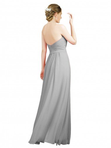 Affordable Sweetheart Strapless Draped Long Chiffon Bridesmaid Dress UK