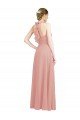 Affordable Ruched Sweetheart Halter Neckline Chiffon Bridesmaid Dress with Tie Open Back UK