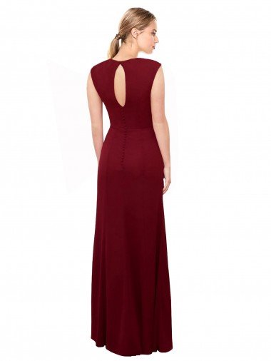 Affordable Cap Sleeves Chiffon Bridesmaid Dress / Prom Dress with Pleated V-Neck Bodice UK