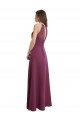 Affordable High Neckline Long Chiffon Bridesmaid Dress with Beaded Trim UK