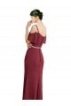 Affordable Draped Cold Shoulder Long Chiffon Bridesmaid Dress with Spaghetti Straps UK