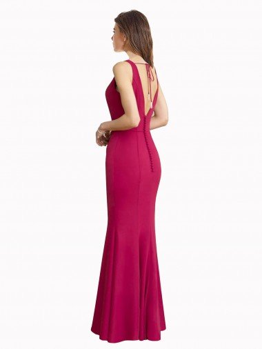 Affordable V-Neck Mermaid Chiffon Bridesmaid Dress / Prom Dress with V-Back and Belt UK