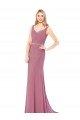 Affordable Long Slim Chiffon Bridesmaid Dress / Prom Dress with Beaded Waist UK
