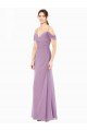 Affordable Draped Off the Shoulder Sweetheart Chiffon Bridesmaid Dress with Button Back UK
