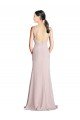 Affordable Long Slim Chiffon Bridesmaid Dress with Ruffled Waist and Keyhole UK