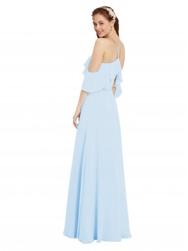 Affordable Chiffon Halter Neck Bridesmaids Dress with Flounced Neckline UK