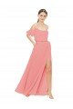 Affordable Draped Off the Shoulder Sleeves Chiffon Bridesmaid Dress UK