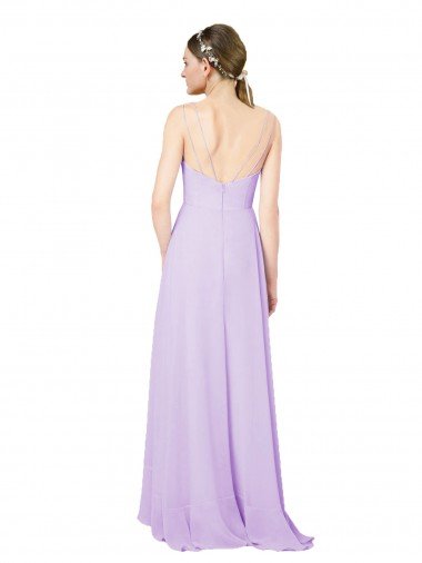 Affordable High-Low Chiffon Bridesmaid Dress with Ruffle Detail UK