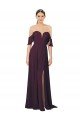 Affordable Romantic Off-Shoulder Chiffon Bridesmaid Dress with Plunging V-Neck UK