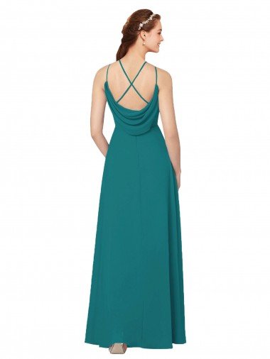 Affordable Simple Chiffon Bridesmaid Dress with High Halter Neckline UK