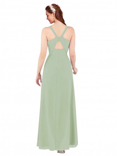 Affordable Feminine Chiffon Bridesmaid Dress with Ruching and V-Neckline UK