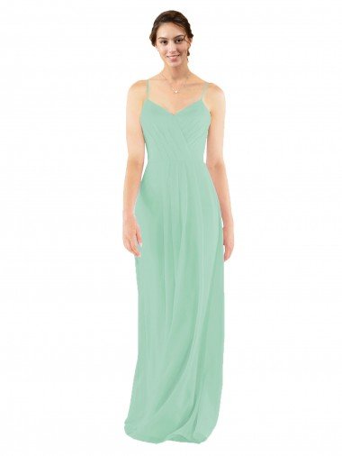 Affordable Classic Long Chiffon Bridesmaid Dress with V-Neck UK