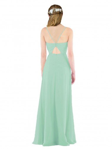 Affordable Classic Long Chiffon Bridesmaid Dress with V-Neck UK
